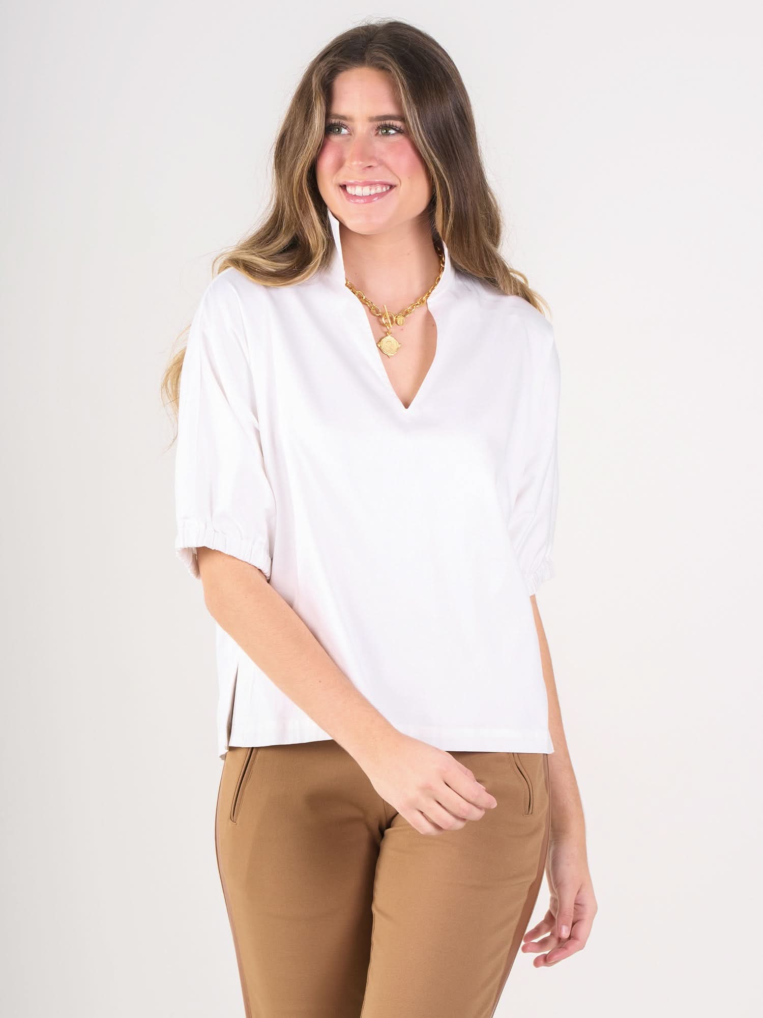 Poppy Top in White Cotton Poplin – Emily McCarthy