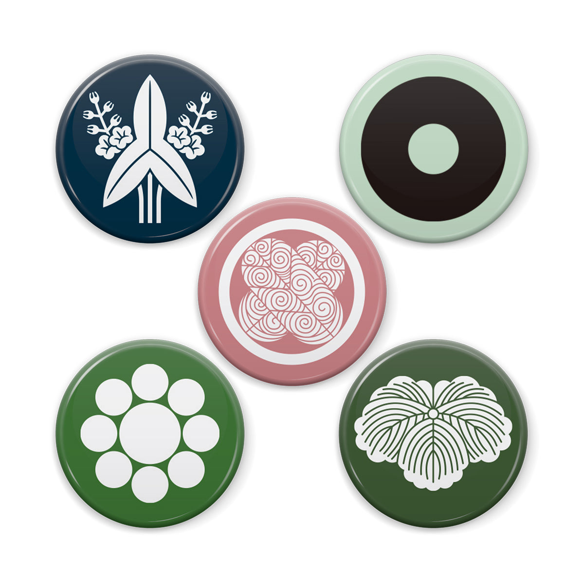 文月 戦国武将 家紋缶バッジ 「関ヶ原東軍家紋」／【福島沢瀉】福島