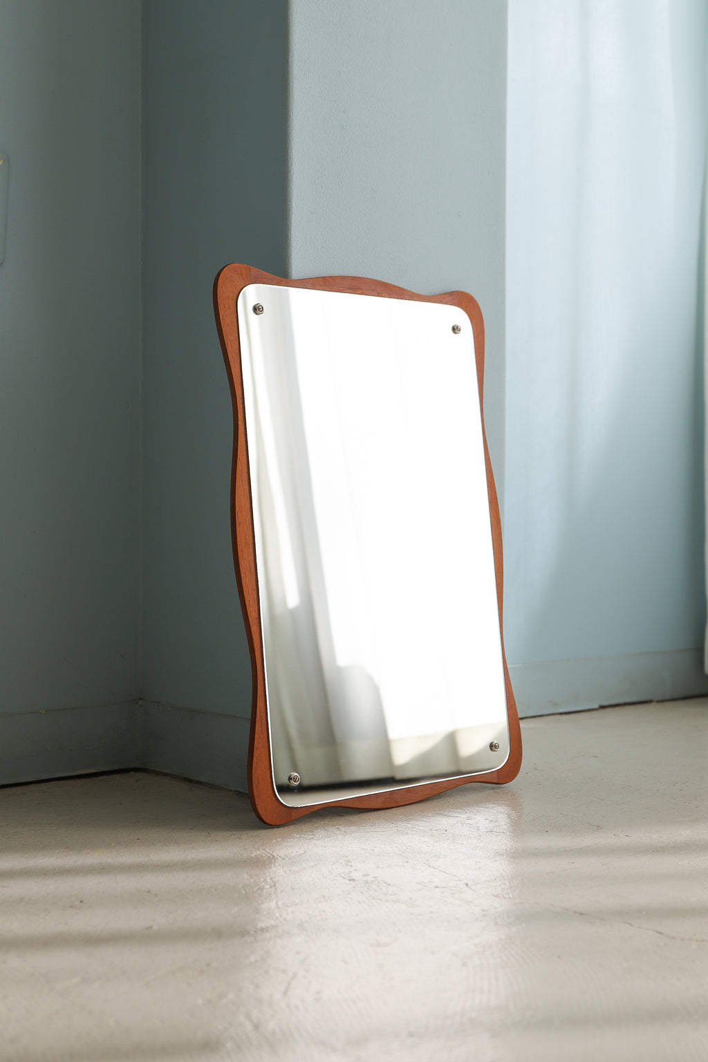 デンマークヴィンテージ ウォールミラー 鏡 チークフレーム 北欧