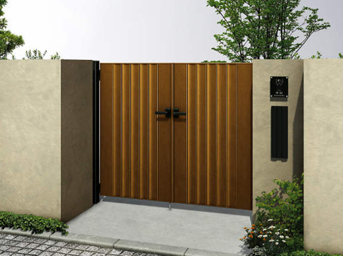 正規】YKKAP木製調 ルシアスTM3型 たて目隠し両開き 門扉を値引45%工事販売