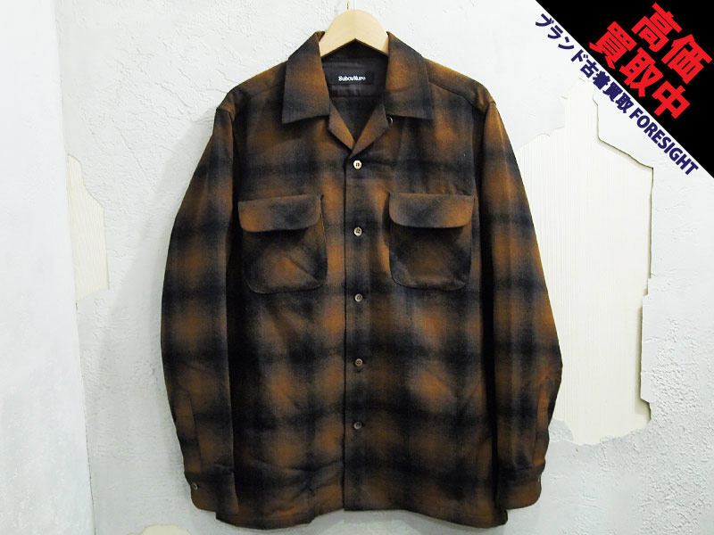 SC Subculture 'WOOL CHECK SHIRT'ウールチェックシャツ BROWN 3 L