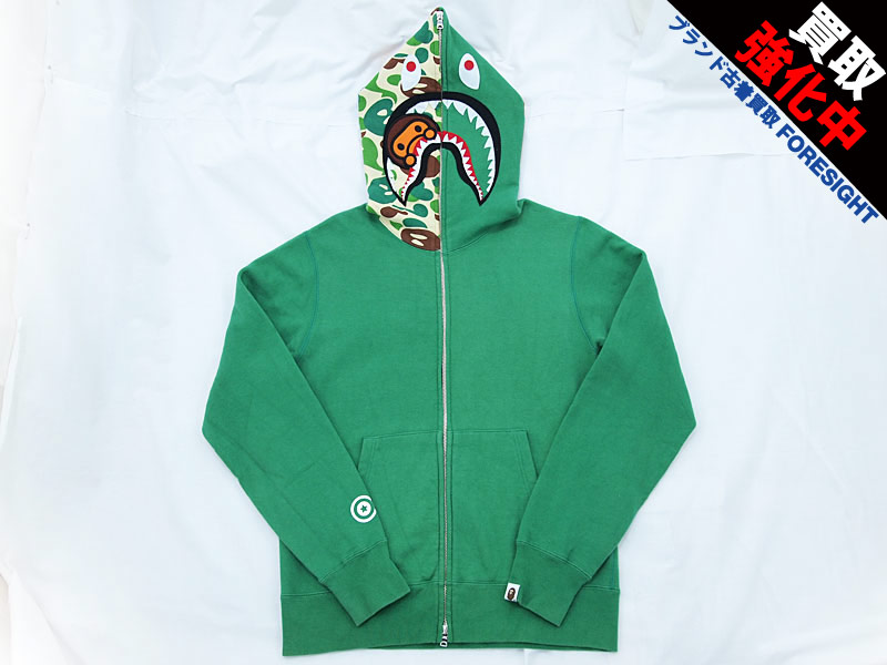 A BATHING APE 'CAMO MILO SHARK FULL ZIP HOODIE'シャークパーカー