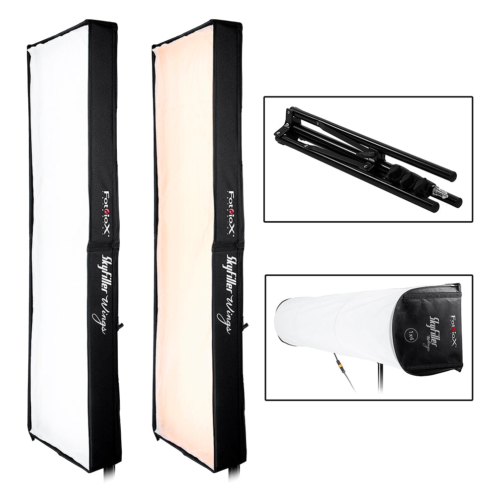 SkyFiller Wings 1x4 200w Bi-Color - Folding LED Panel w/ Softbox