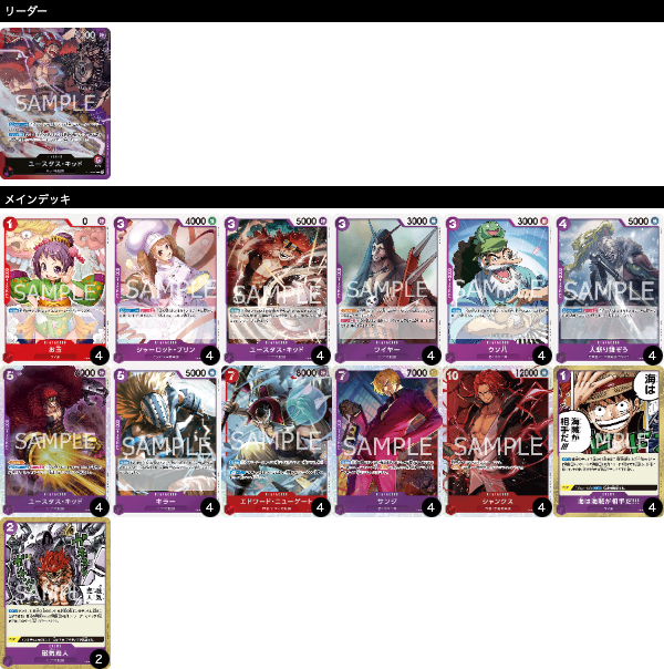 赤紫キッドの優勝デッキレシピを紹介【ONE PIECEカードゲーム