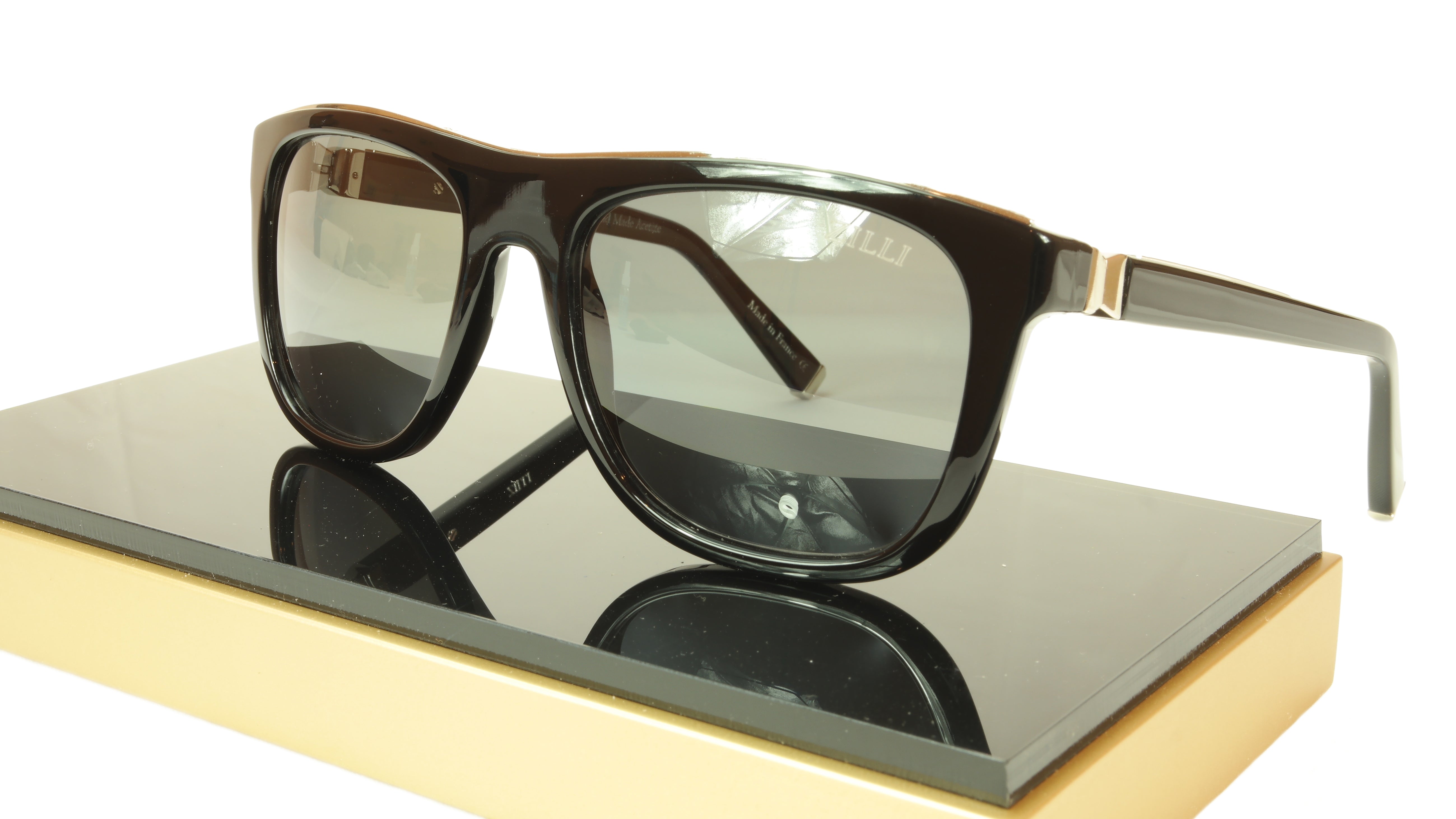 ZILLI Sunglasses Polarized Black Hand Made Acetate Titanium France
