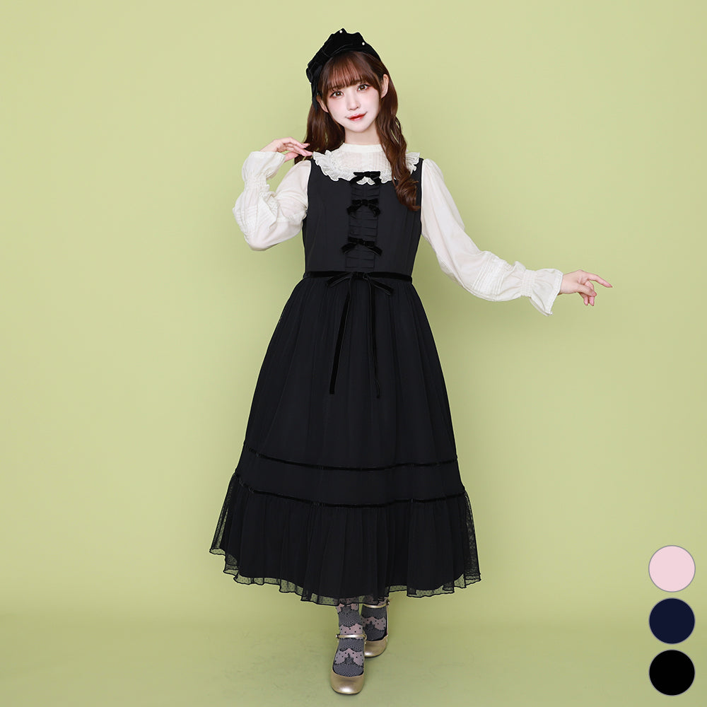 ご令嬢のチュールノースリーブワンピース-Melody BasKet(メロディー