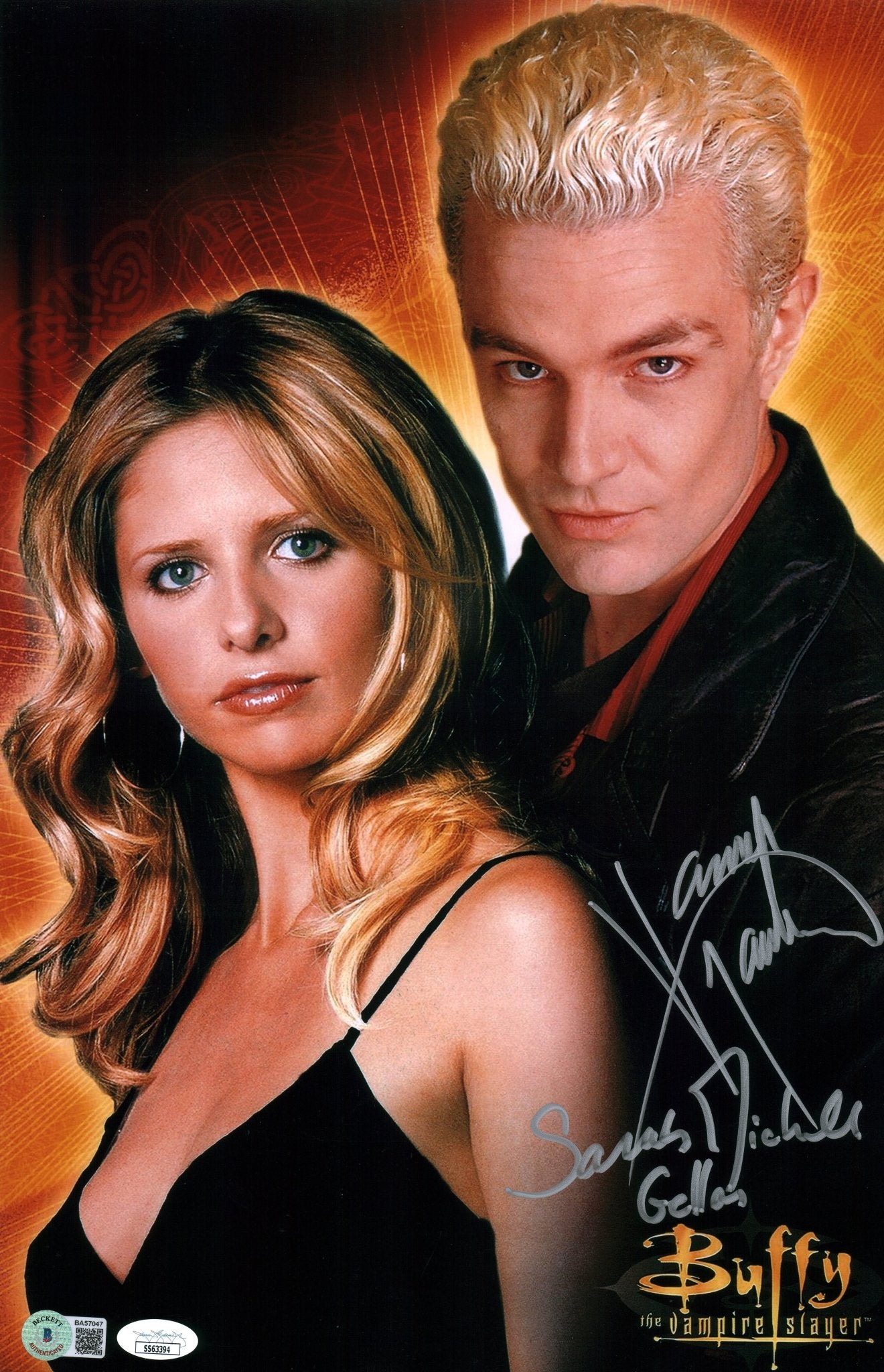 Buffy the Vampire Slayer 11x17 Photo Poster Cast x2 Signed Gellar Mars
