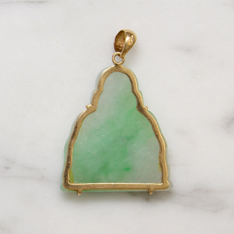 Serene Smiling Jade & 14k Gold Buddha Pendant – GSL