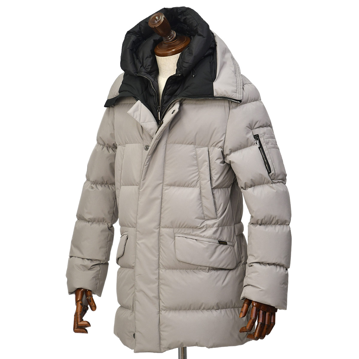 美品】MOORER NAIROBI-PXフーデッドダウンコート38ライトグレー 美品