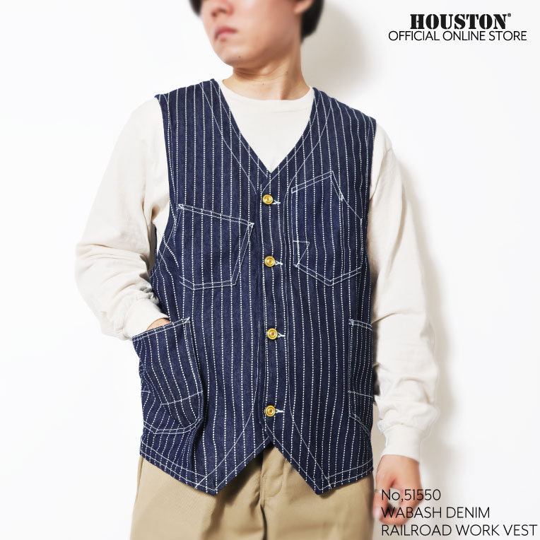 HOUSTON / ヒューストン 51550 WABASH DENIM RAILROADER WORK VEST