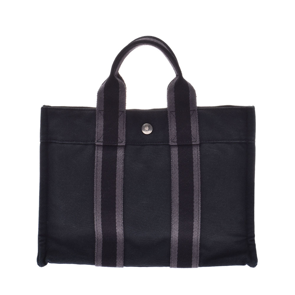 エルメスフールトゥ トートPM 黒/グレー ユニセックス キャンバス