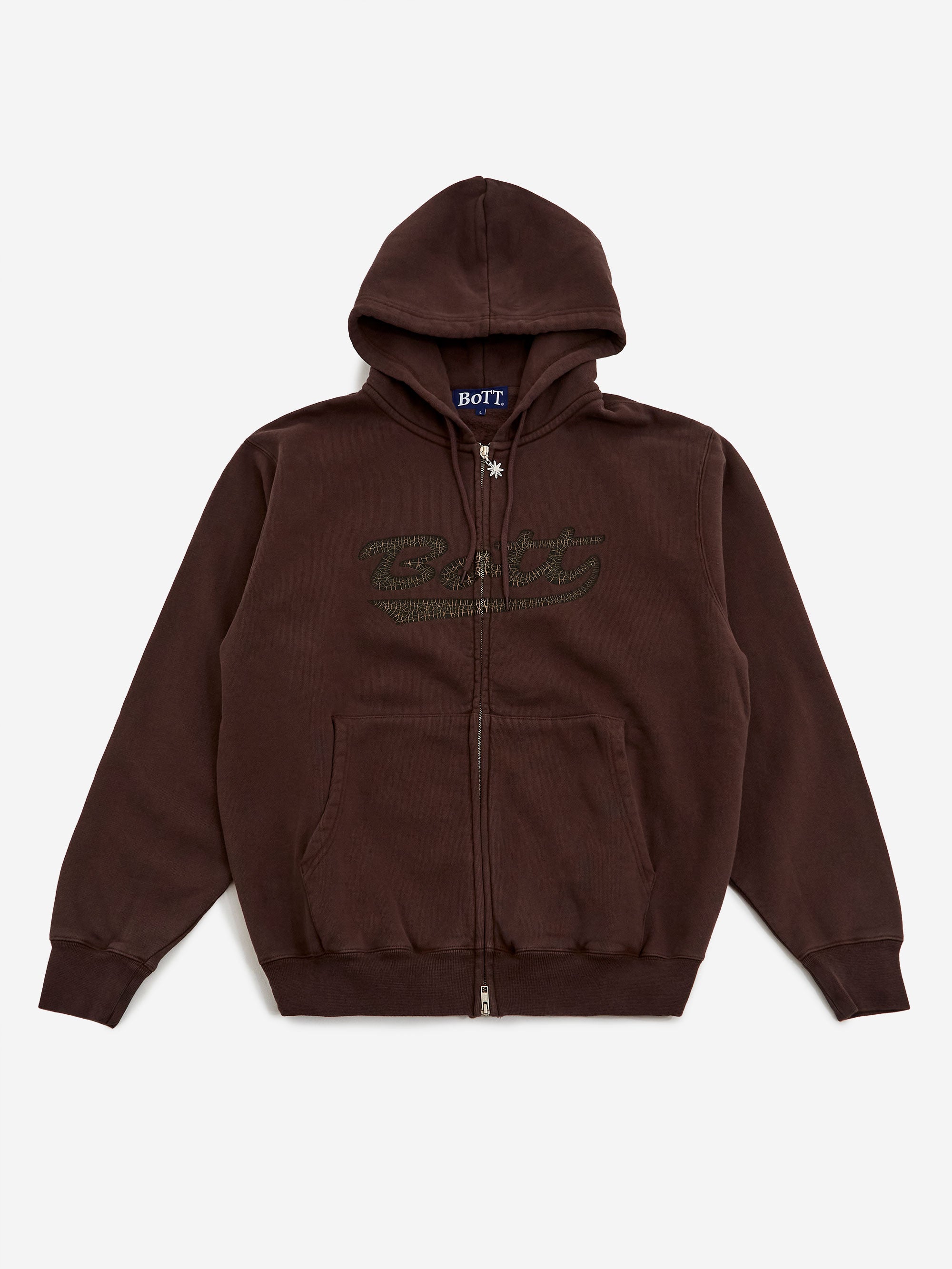 BoTT Washed Script Logo Zip Hoodie - Washed Brown – Goodhood