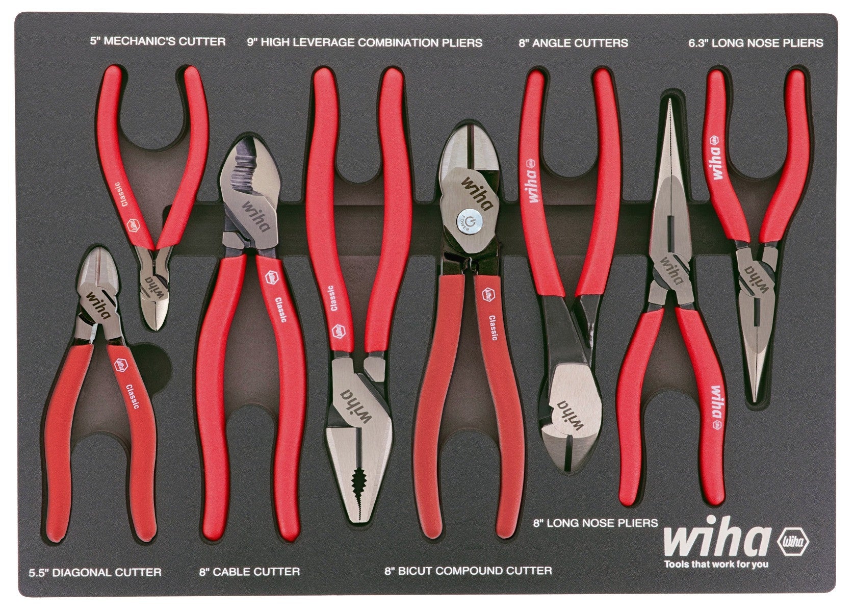 Wiha 34682 8 Piece Classic Grip Pliers and Cutters Tray Set – Haus
