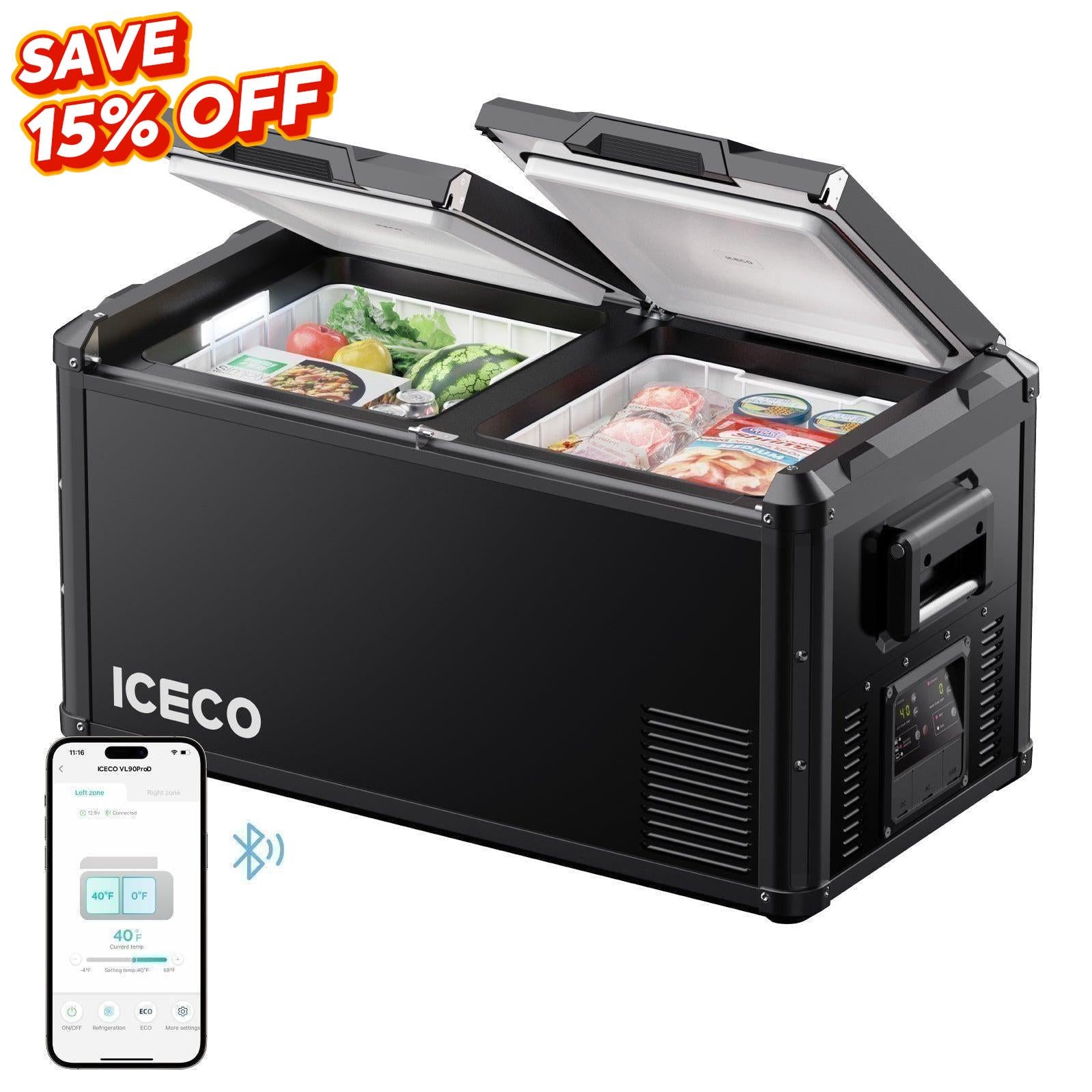 ICECO 79QT VL75Pro Dual Zone 12V Refrigerator, Overland Fridge