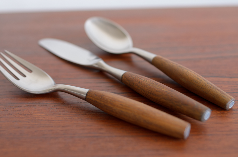 DANSK FJORD チーク×ステンレス ディナーフォーク&スプーン&ナイフ