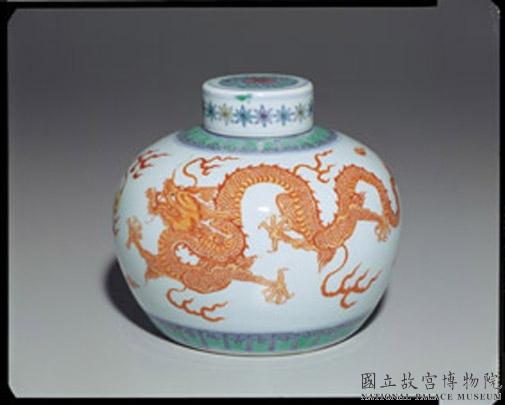 清康熙五彩龍鳳紋茶葉蓋罐-數位典藏與學習聯合目錄