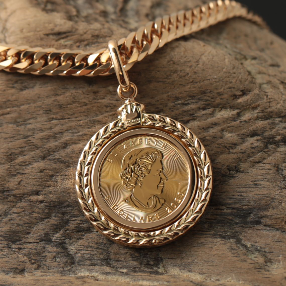 K24 純金 カナダ メイプルリーフ コイン 1/10oz ペンダントトップ 枠