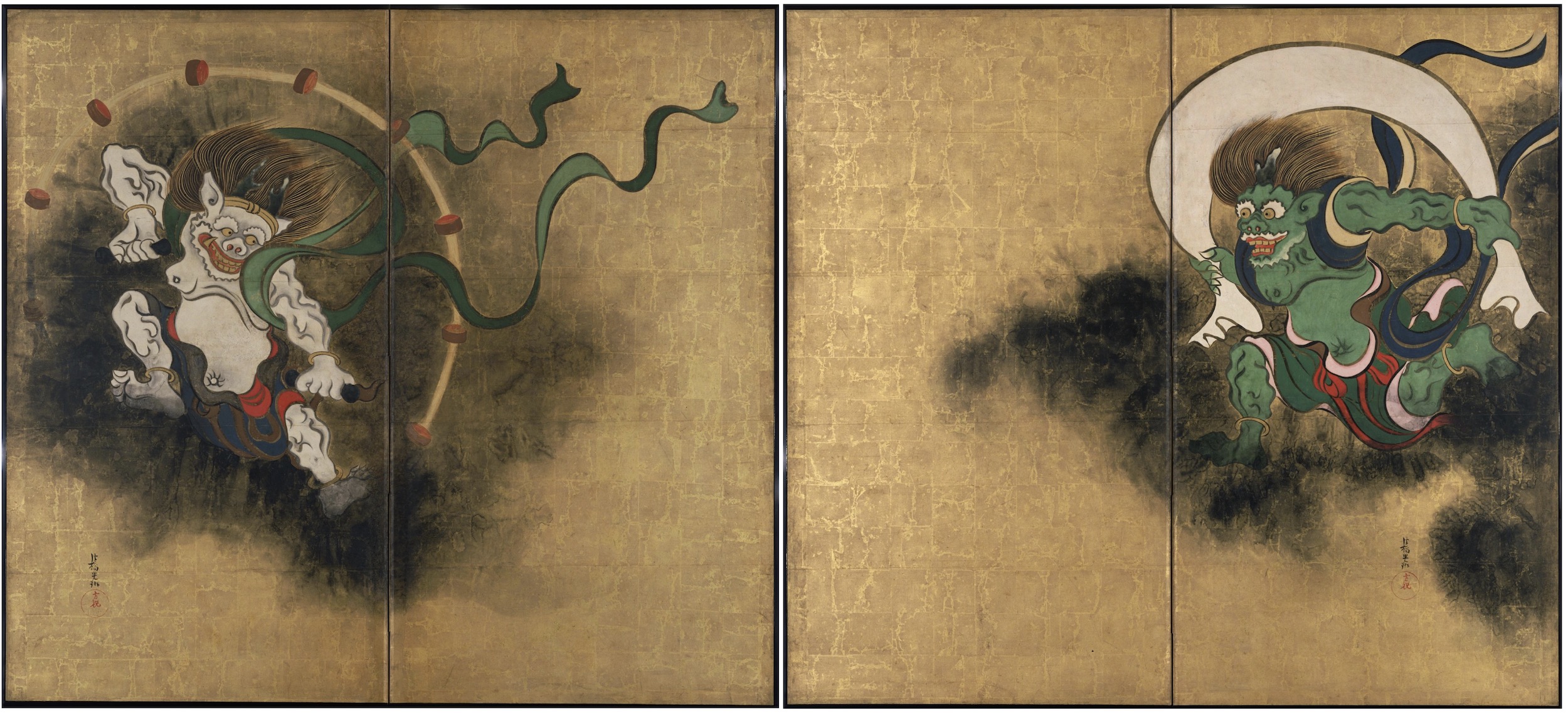 名画に隠されたミステリー！尾形光琳の描いた風神雷神、屏風の裏でも