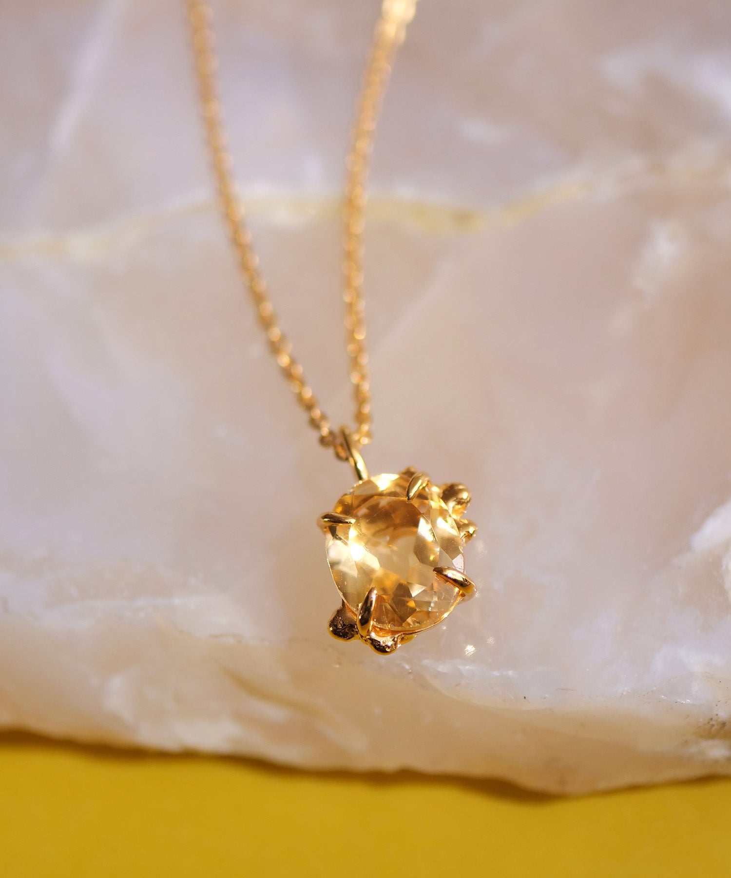 SV925おねんどつぶつぶ天然石ネックレス シトリン