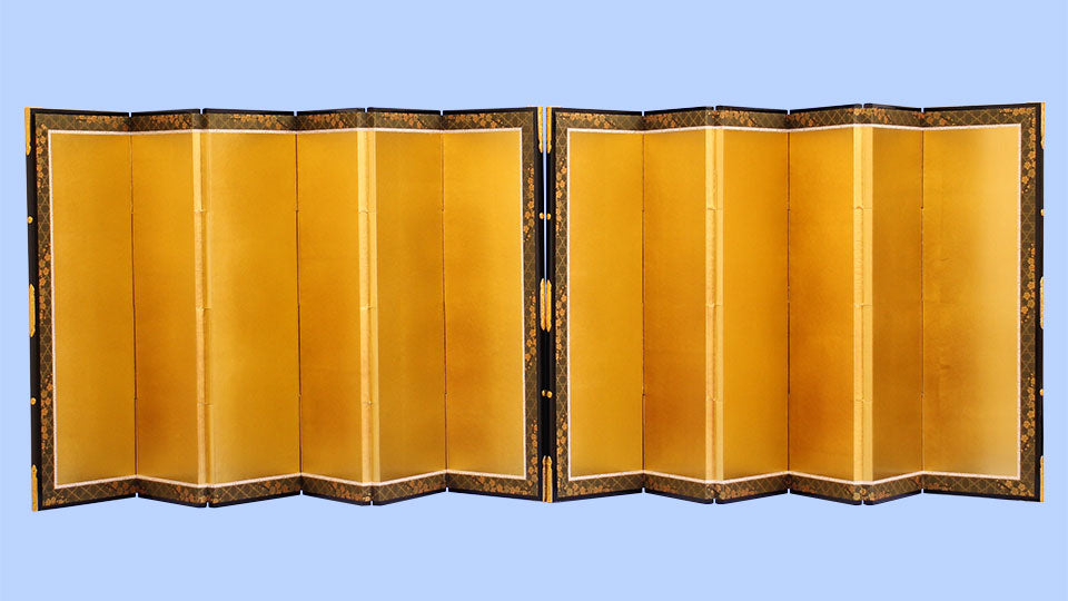 屏風・衝立 高さ54cm 雛人形用 18号 金屏風 六曲袋張 真鍮箔二重縁付き