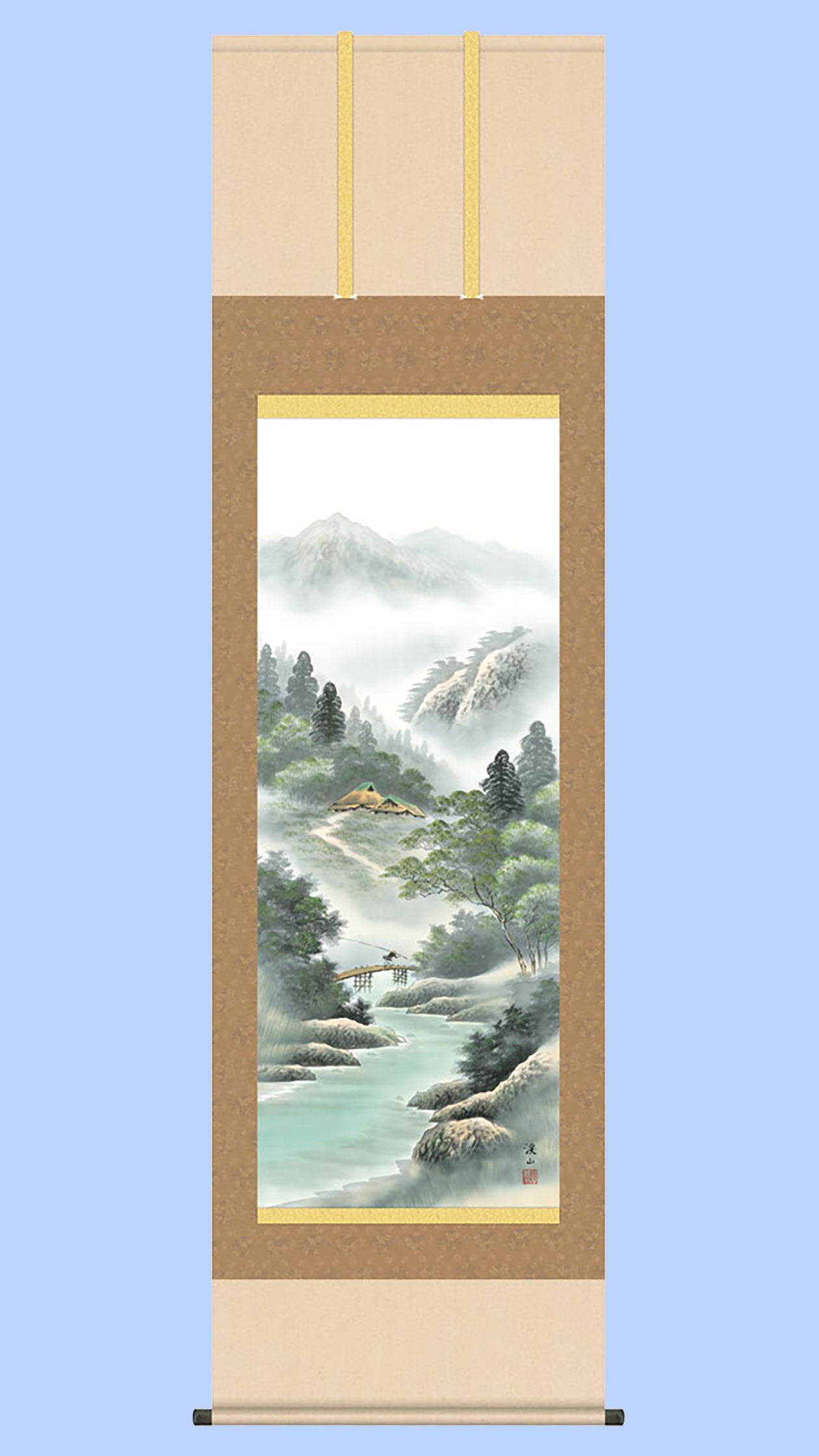 山水画掛け軸 幽山蒼流 伊藤渓山 – 寿鳳人形の東芸