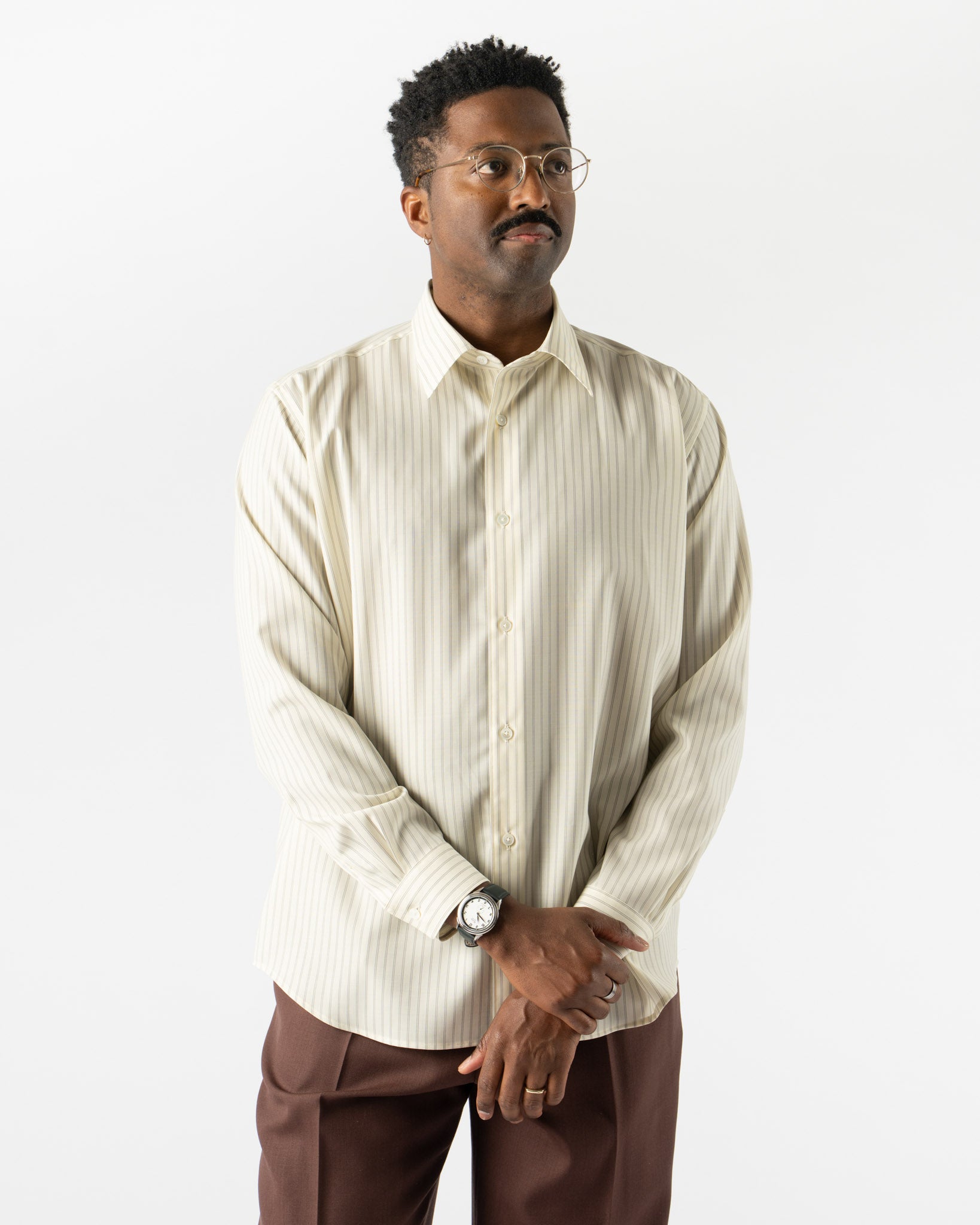 トップス AURALEE WOOL MAX GABAGINE SHIRT IVORY Wool Max Canvas