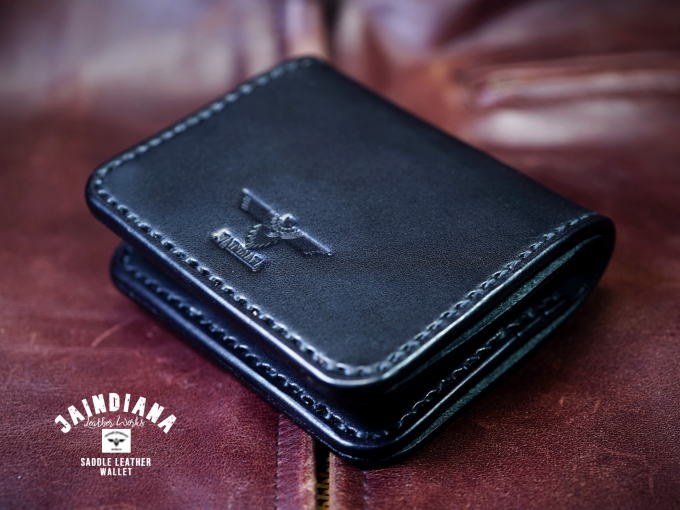 CW1-B ブラックサドルレザーのミニカードウォレット
