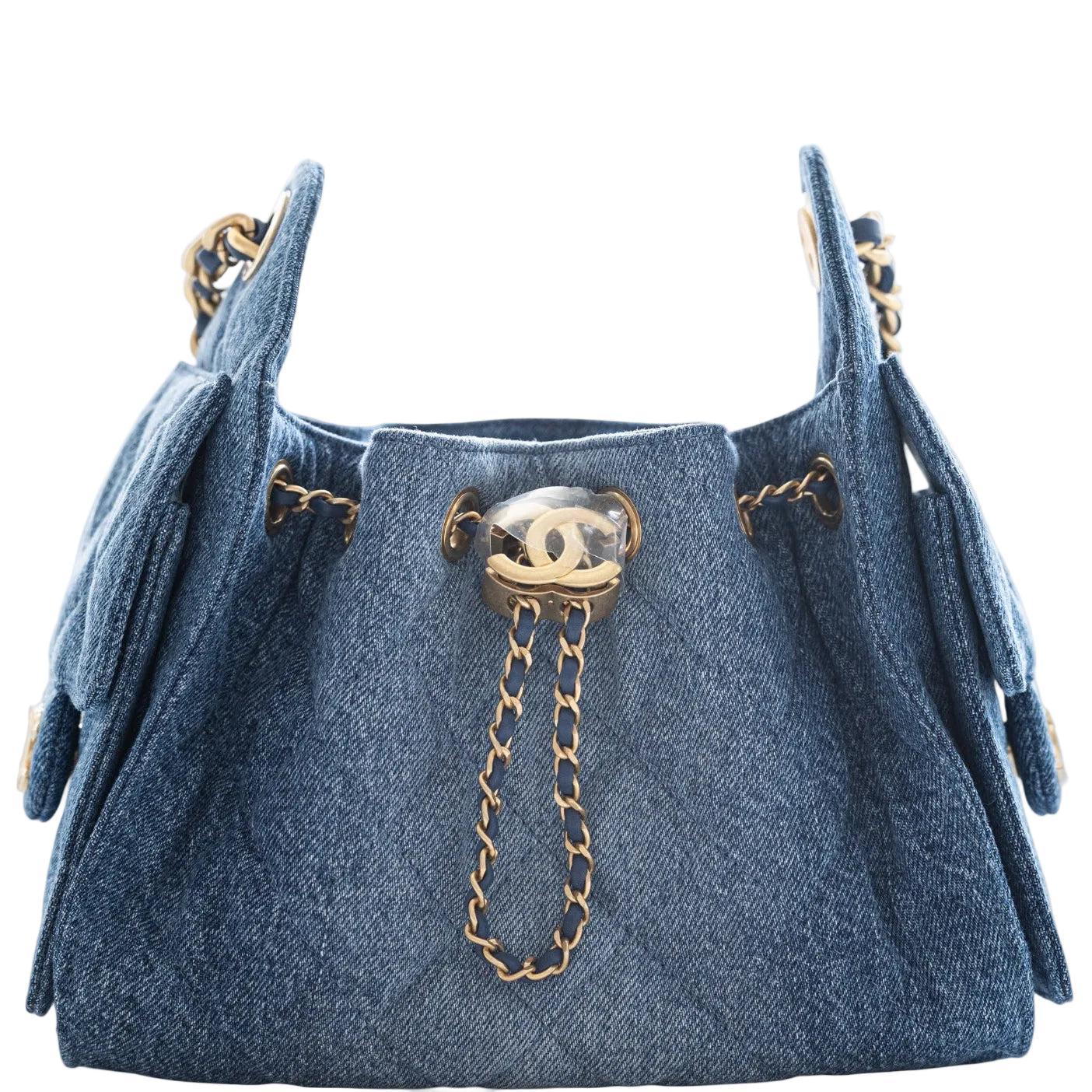 Chanel 25 Mini Washed Denim Blue Gold Hardware | JANEFINDS