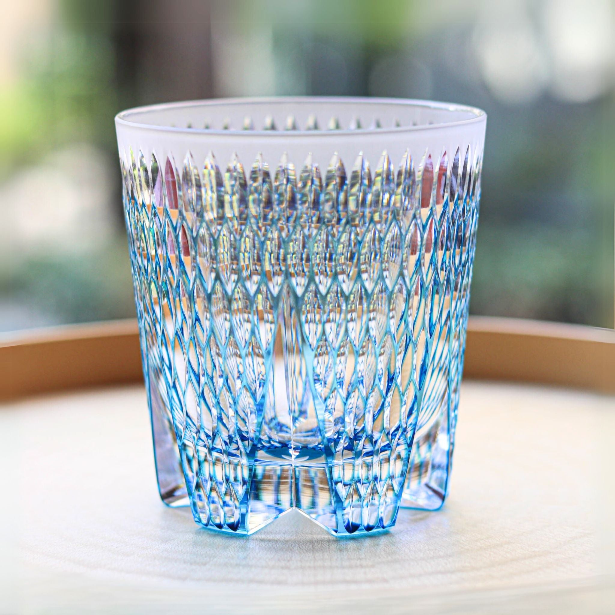 江戸切子 ロックグラス | 光雨 | ブルー | 青山弥生