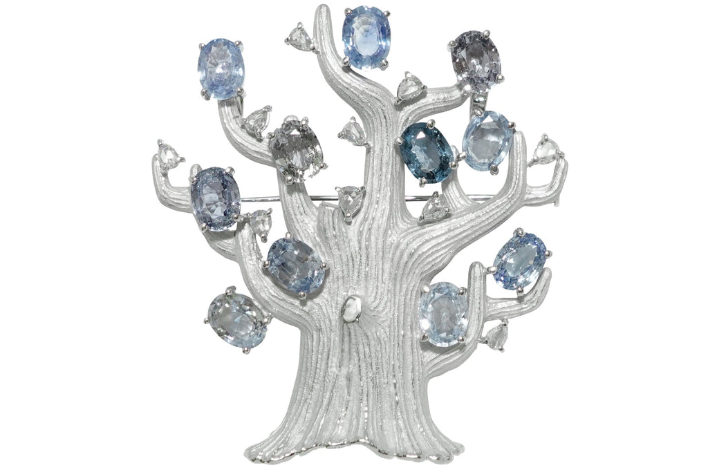 Sapphire K18WGサファイヤ ダイヤブローチ (NO.48088) – JEX宝石