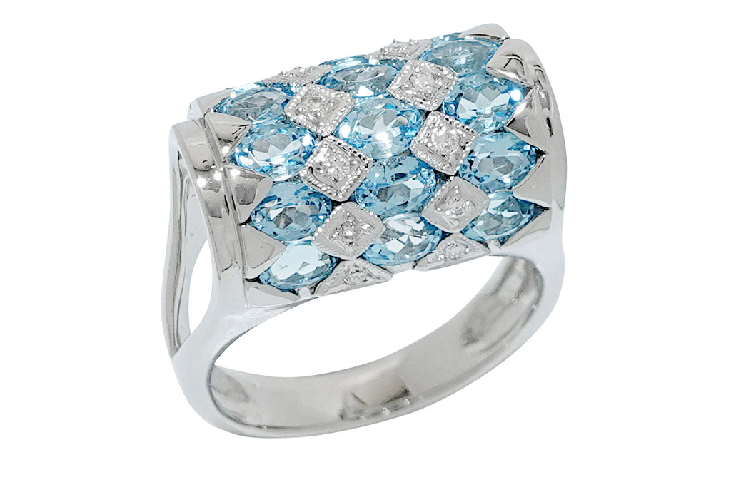 Blue Topaz K18WGブルートパーズ ダイヤモンドリング (NO.48776) – JEX
