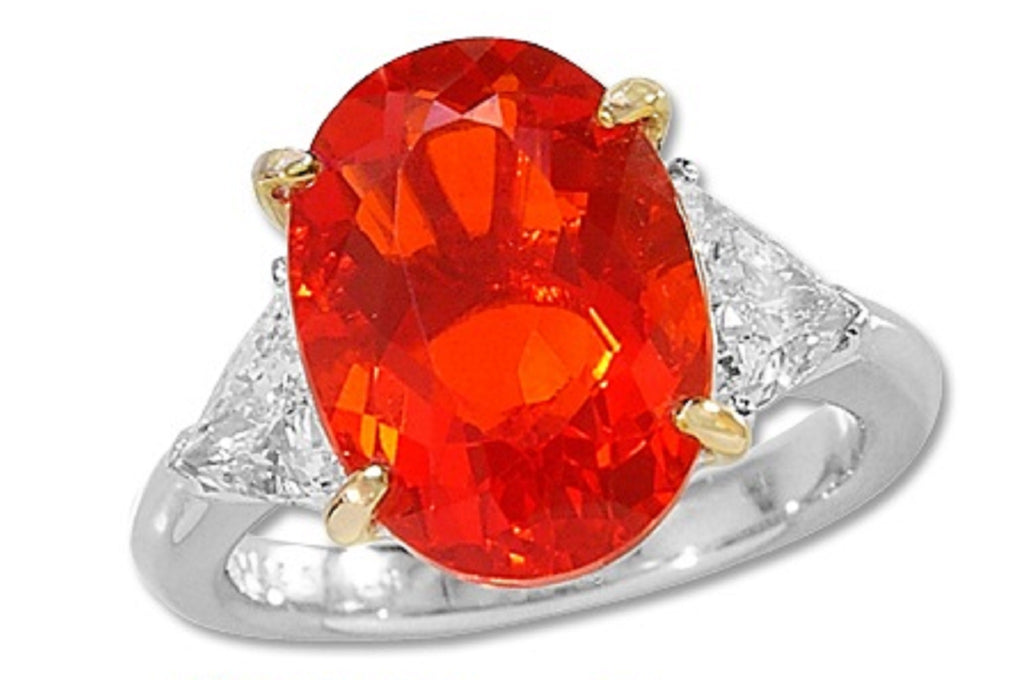 Fire Opal Pt900/K18ファイヤーオパール ダイヤモンドリング(No.9804