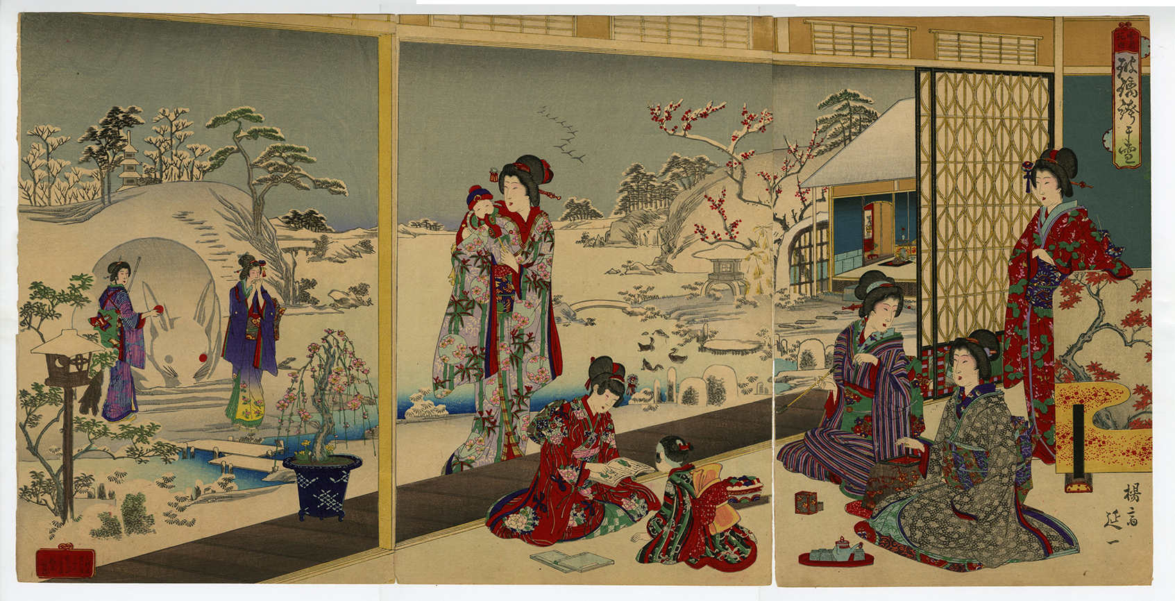 延一(のぶかず) - 雪月花内 瑠璃袴に雪 - 浮世絵販売 - 浮世絵