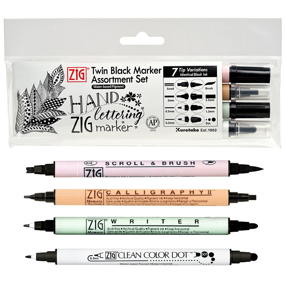 ブラックツインマーカーセット/4本セット (MSTC-4VBK)