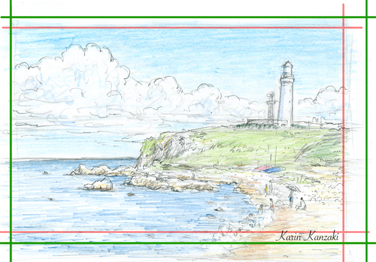水彩風景画メイキング☆千葉県犬吠埼灯台｜イラストレーター かんざき