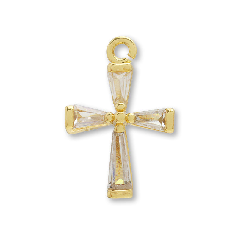 チャーム キュービックジルコニア クロス No.2 ゴールド – 貴和製作所