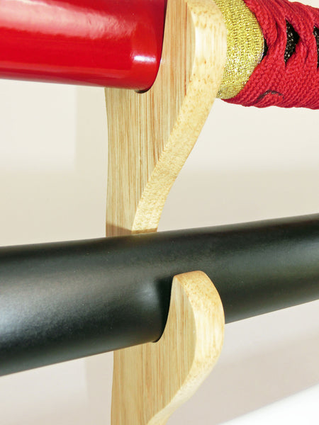 刀掛け 2本掛け 2段 刀スタンド シンプル 無垢材 刀掛台 原木 刀置き