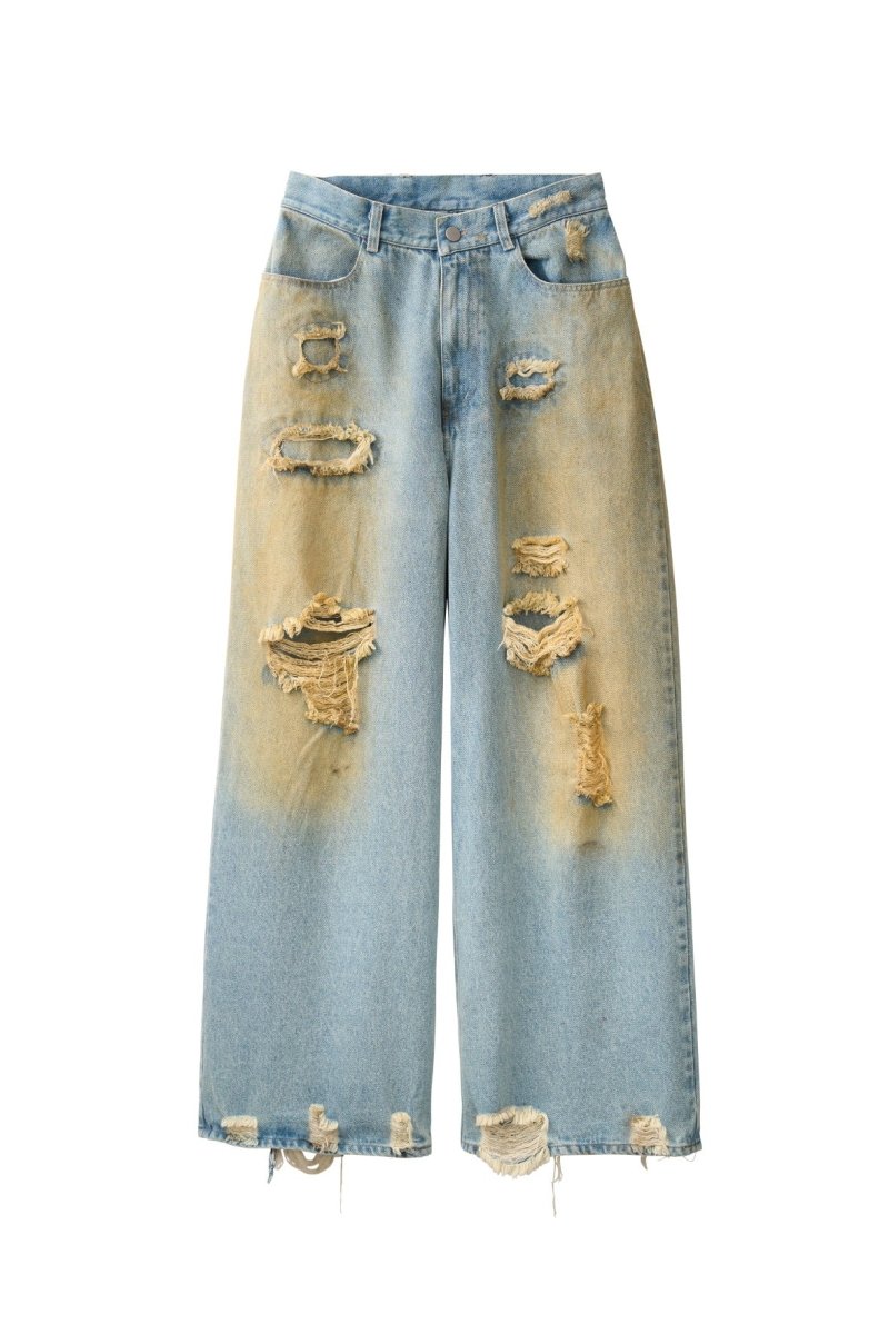 damage denim pants(unisex)/saxblue | KNUTH MARF