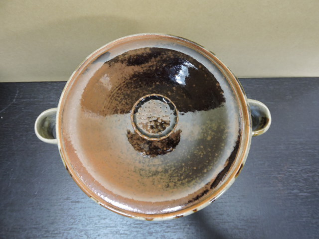 膳所焼 淡海ぜぜ陽炎園造 竹耳付水指 共箱 H2020 - 取扱商品