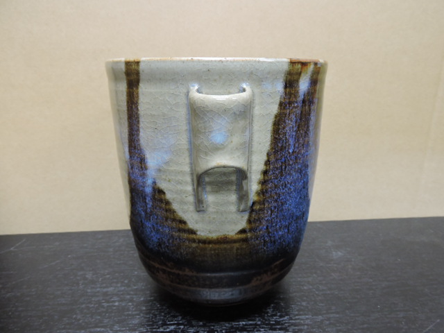 膳所焼 淡海ぜぜ陽炎園造 竹耳付水指 共箱 H2020 - 取扱商品