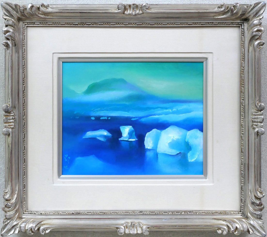 村瀬真治「オホーツク流氷（平仮名サイン）」油絵・F3号 絵画買取