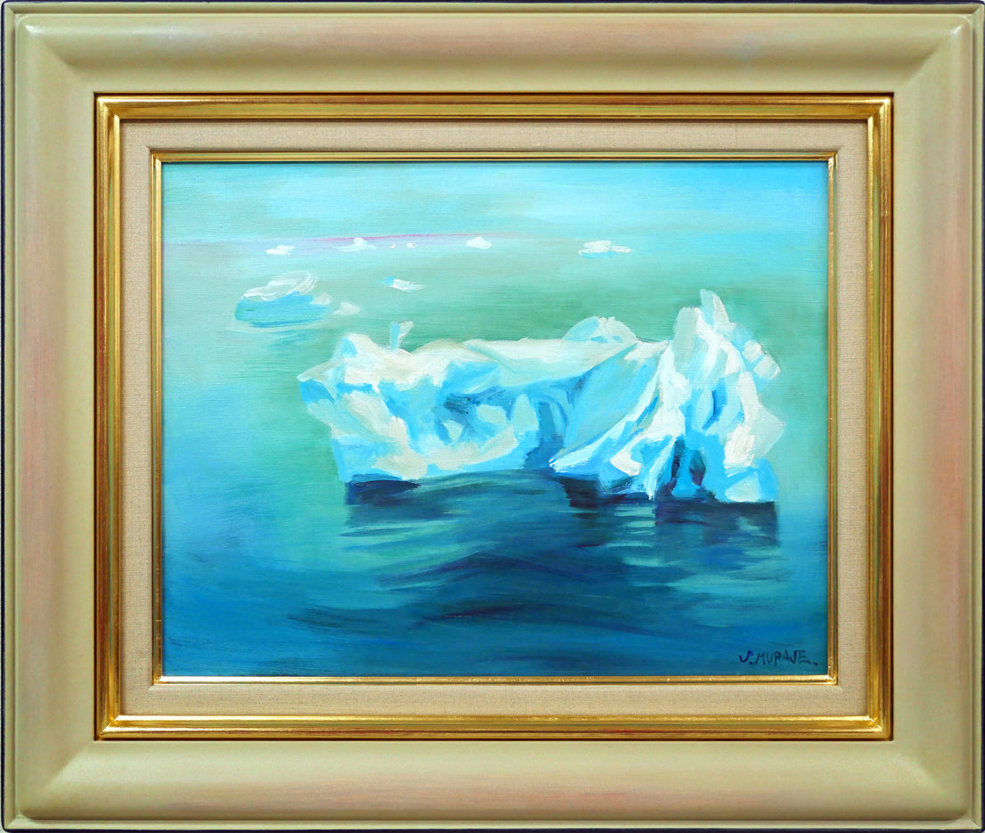 村瀬真治「オホーツク流氷”春氷”」油絵・F6号 絵画買取・販売の小竹美術