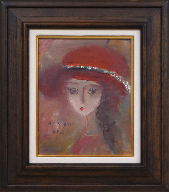 織田広喜「少女（茶額）」油絵・F3号 絵画買取・販売の小竹美術