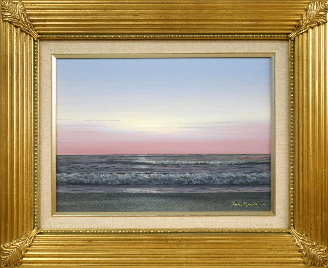 大槌隆「朝焼けの海」油絵・F4号 絵画買取・販売の小竹美術