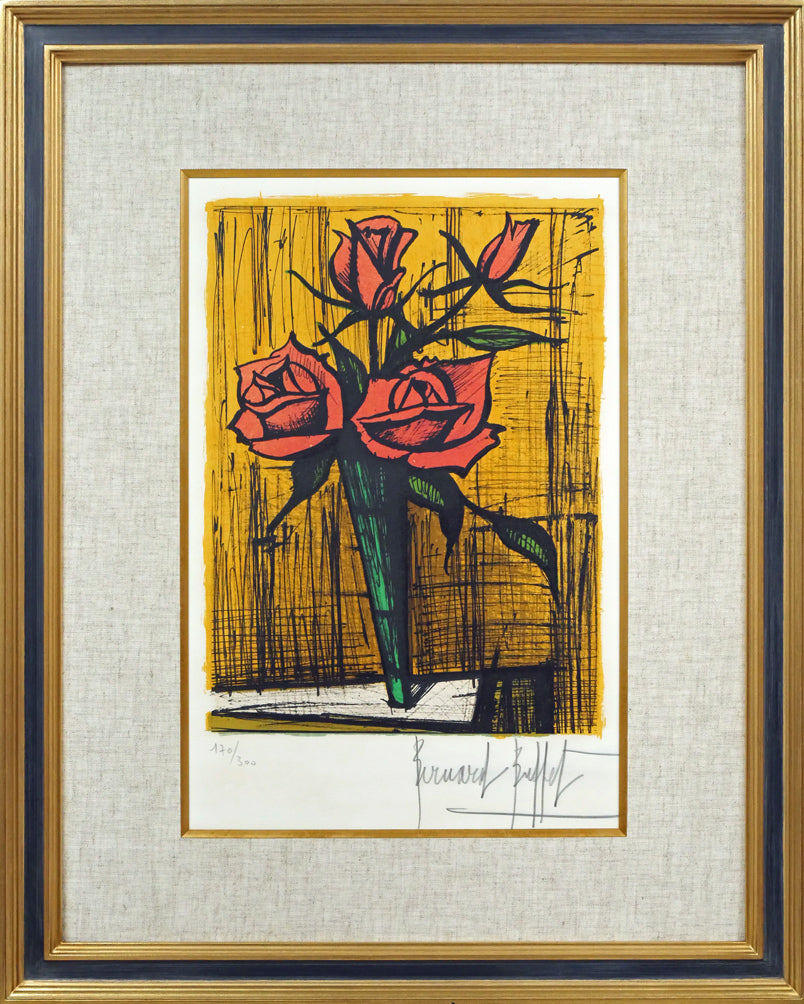 ベルナール・ビュッフェ（Bernard BUFFET）「花瓶の中のバラ