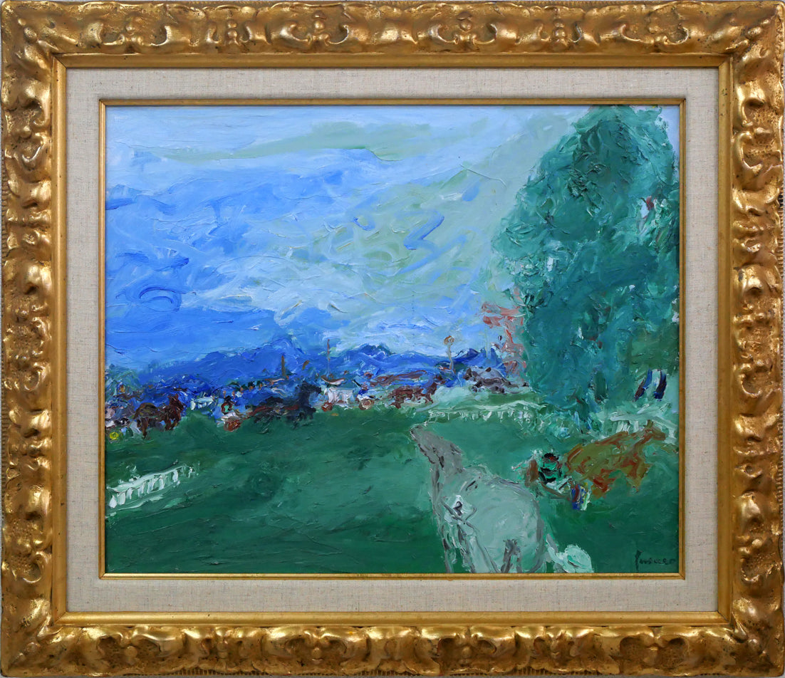 ジャン・フサロ(Jean Fusaro)「競馬場（Champ de Course）」油絵・F8号