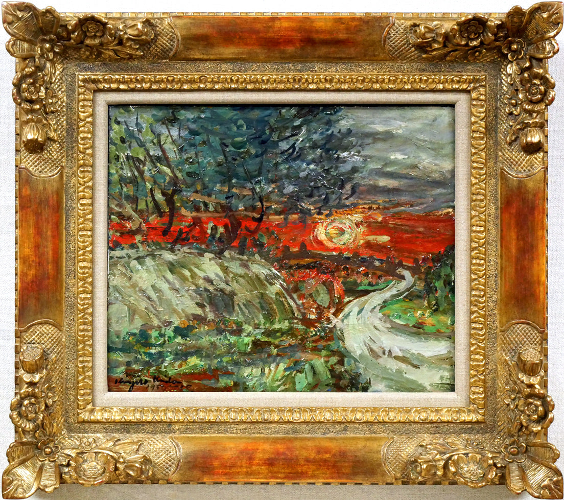 木田金次郎「落暉」油絵・F8号 絵画買取・販売の小竹美術