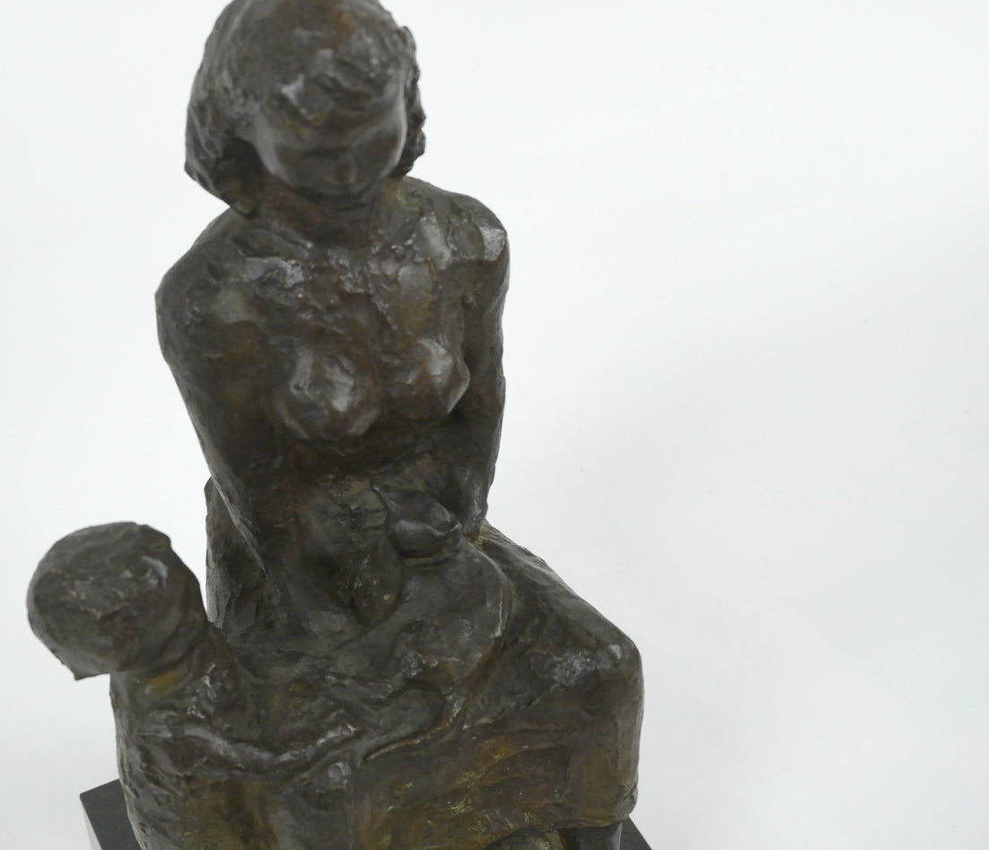 古賀忠雄「語らい」ブロンズ作品・共箱 絵画買取・販売の小竹美術