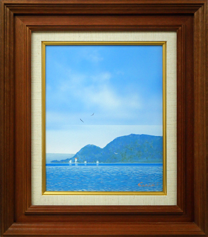 阪本修次「網走湖」油絵・F3号 絵画買取・販売の小竹美術