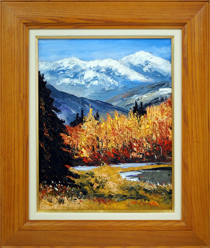 高橋哲夫「晩秋の富良野岳」油絵・F6号 絵画買取・販売の小竹美術